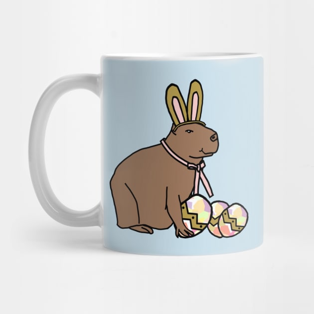 Funny Easter Bunny Ears and Eggs Capybara by ellenhenryart